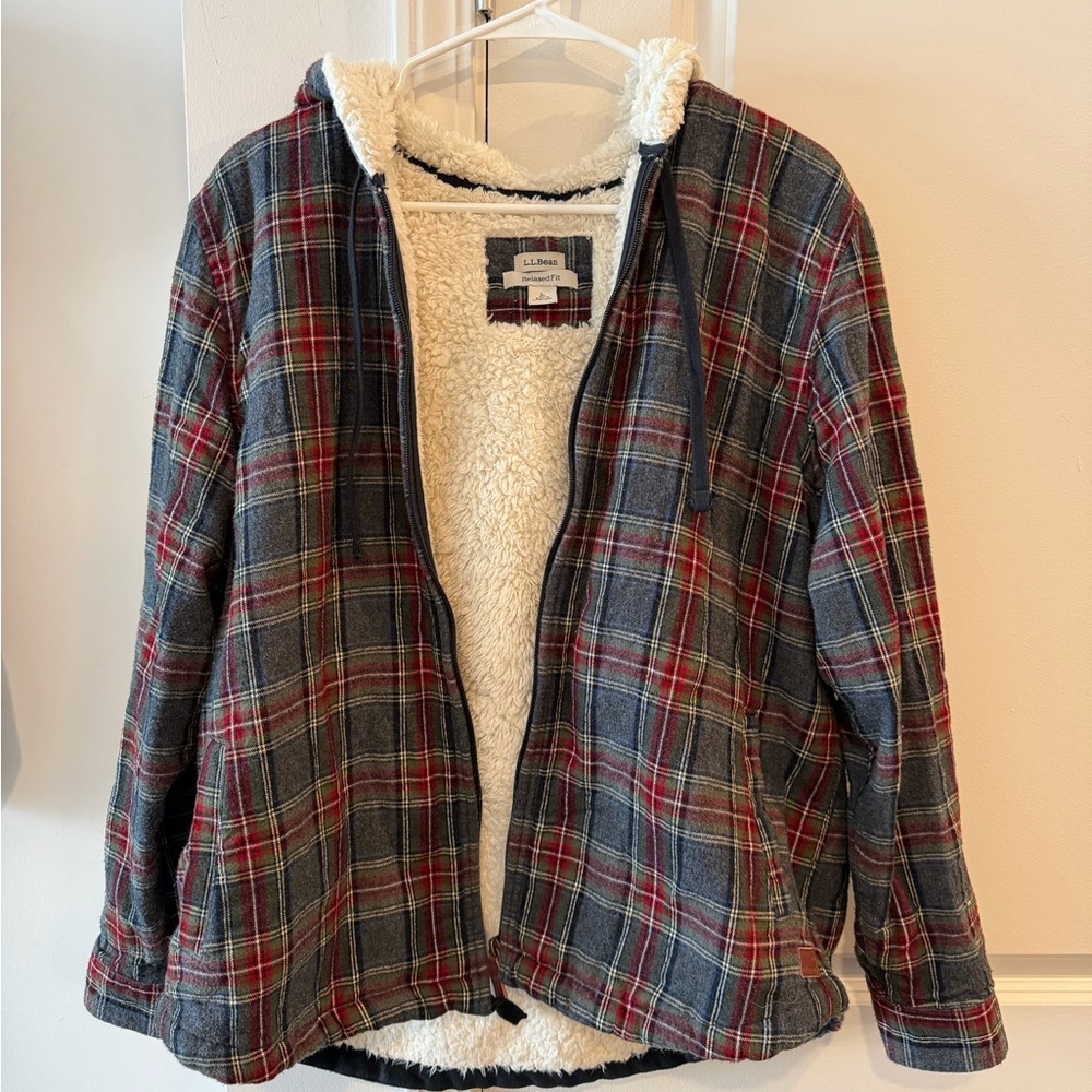 L.L. Bean Plaid Sherpa-Lined Jacket